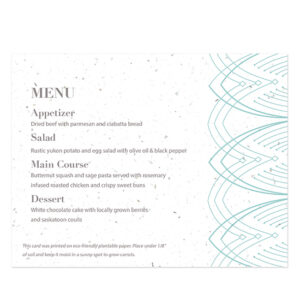 These Elegant Lines Seed Paper Menu Cards share your menu details in a waste-free way that will give your guests a gift to take home too.