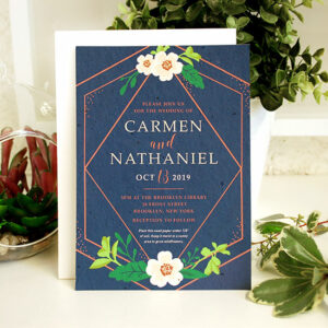 On-trend and eco-friendly, these gorgeous Embellished Geometric Plantable Wedding Invitations are perfect for lavish modern weddings with stylish details.