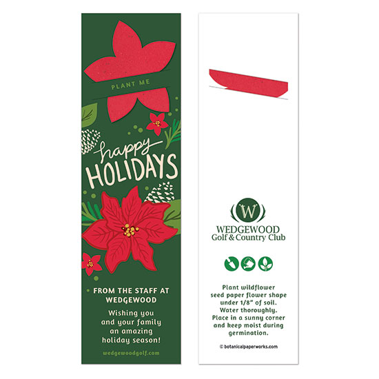 These Festive Flower Holiday Bookmarks share your holiday greetings to show appreciation just like holiday cards but in a new and fun way - the seed paper shape grows flowers!