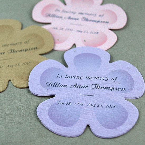 These Personalized Seed Paper Memorial Flowers are embedded with a blend of seven different seeds that blossom into real flowers when planted in soil.