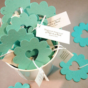 These Bucket of Love Flower Seed Wedding Favors will grow wildflowers when you plant the seeded shape.