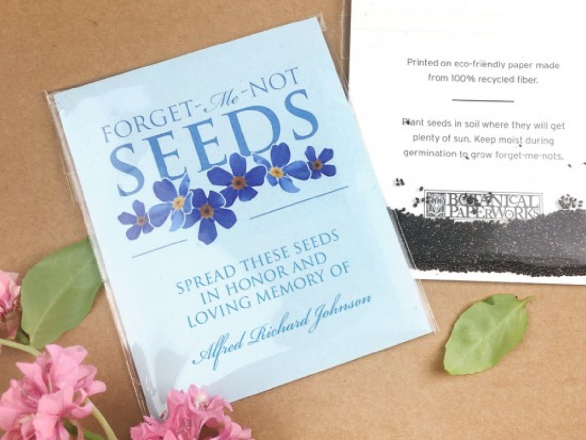 10 Personalised Wedding Anniversary Forget Me Not Seed Envelope Favours