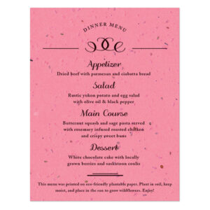 These Formal Text Plantable Menu Cards are perfect for eco-conscious couples.