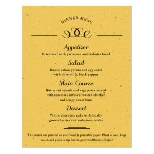 These Formal Text Plantable Menu Cards are perfect for eco-conscious couples.