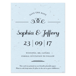 These Formal Text Plantable Save The Date Cards are elegant and eco-friendly.