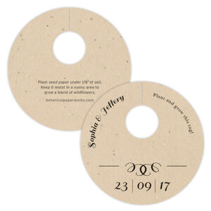 These Formal Text Plantable Wine Glass Tags are embedded with wildflower seeds so your guests can grow a blooming memory of the eco-friendly wedding they attended.