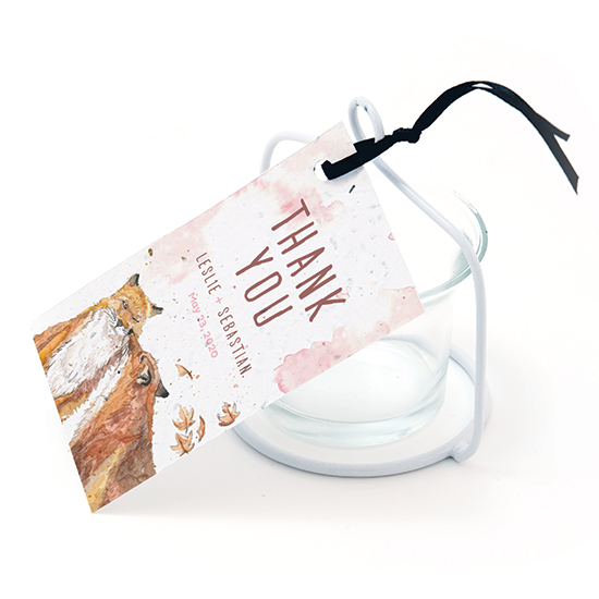 Add a woodland-inspired work of art to your wedding favors that also gives the gift of wildflowers with these Watercolor Foxes Seed Paper Favor Tags.