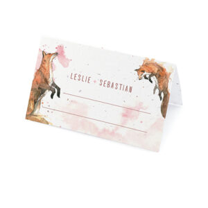 Give your guests a little work of art and the gift of wildlfowers with these hand-painted Watercolor Foxes Seed Paper Place Cards.