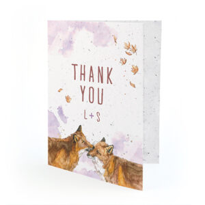 Not only is the hand-painted design of these Watercolor Foxes Seed Paper Thank You Cards captivating and unique, but so is the paper itself!