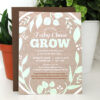 Eco-friendly yet elegant, these Grow Seed Paper Baby Shower Invitations invite guests to help the new baby GROW!