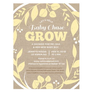 Eco-friendly yet elegant, these Grow Seed Paper Baby Shower Invitations invite guests to help the new baby GROW!