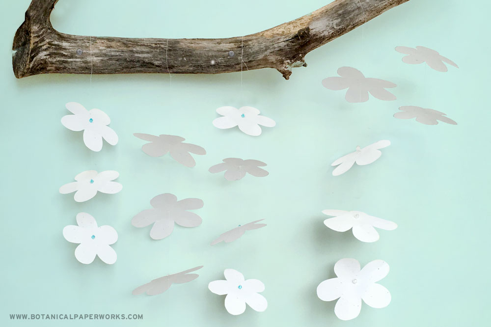 hanging seed paper flower decor