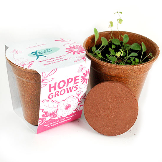 Stand up and show your support for the fight against breast cancer with these eco-friendly Hope Grows Seed Paper Sprouter Kits that share seeds of hope.