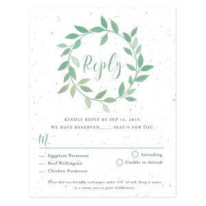 These unique Lovely Leaves Plantable Reply Cards will collect your wedding responses and then grow a garden of symbolic wildflowers in celebration!