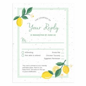 Add-on a matching seed paper reply card to your Lemons Wedding Invitations.