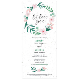 These Let Love Grow Plantable Wedding Invitations are a unique way to celebrate your wedding that won't leave any waste behind, just beautiful wildflowers to honor your love and the Earth.