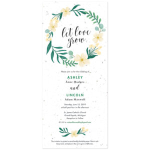 These Let Love Grow Plantable Wedding Invitations are a unique way to celebrate your wedding that won't leave any waste behind, just beautiful wildflowers to honor your love and the Earth.