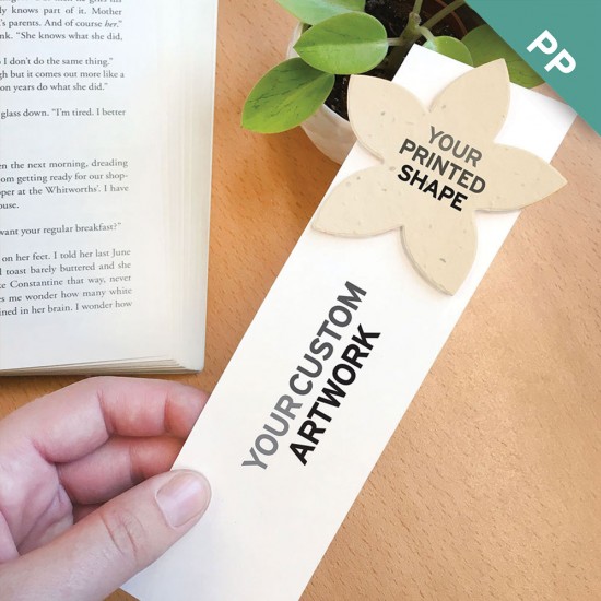 These Large Eco Bookmarks With Printed Shape are the ultimate choice for branding because you can actually print your logo or additional full-color artwork on the seed paper shape!