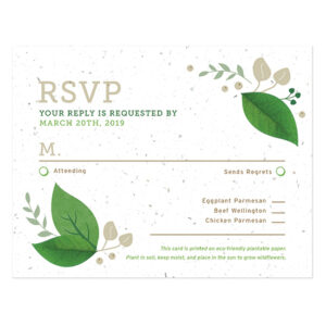 These earthy Lush Greenery Plantable Reply Cards are the perfect addition for eco-friendly weddings.
