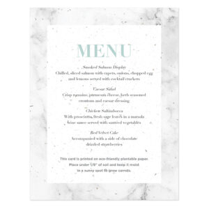 These trendy Marble Plantable Menu Cards will help decorate your place settings as well as give your guests a gift to take home and plant.