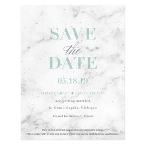 When these Marble Plantable Save The Date Cards are planted in soil, your guests will get to watch a small garden of flowers grow in the months leading up to your event.