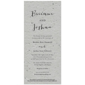 Designed for the stylish minimalist, these timeless Minimalist Calligraphy Plantable Wedding Invitations highlight the subtle beauty of the seed paper texture.