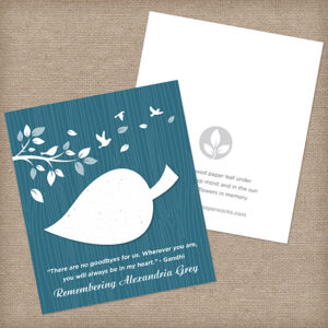 Inspired by the calming essence of the outdoors, the Nature's Leaf Memorial Seed Cards will give those grieving a symbolic way to remember the person who has passed in an eco-friendly way.