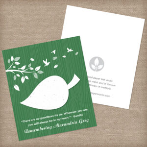 Inspired by the calming essence of the outdoors, the Nature's Leaf Memorial Seed Cards will give those grieving a symbolic way to remember the person who has passed in an eco-friendly way.