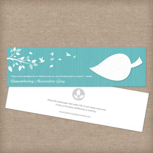 Inspired by simplicity of earthy elements, the Nature's Leaf Memorial Seed Bookmarks will honor the life of a loved one in a symbolic and eco-friendly way.