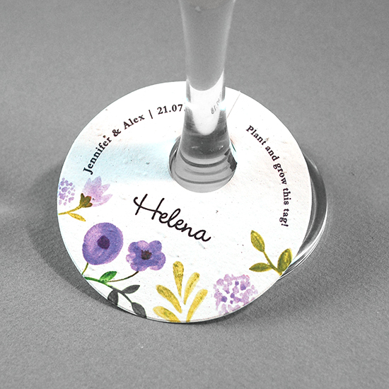 These Painterly Florals Plantable Wine Glass Tags will be an eye-catching addition to your wedding tables and can be planted afterwards to grow wildflowers or herbs!