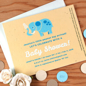 Welcome her little peanut without creating waste with these adorable Little Peanut Seed Paper Baby Shower Invitations.