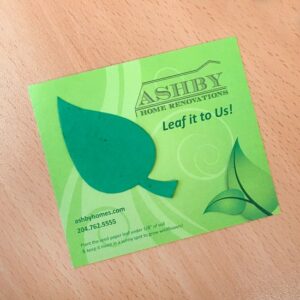 Add-your-logo, custom message, and contact details to this pre-designed eco promotion with plantable leaf shape.