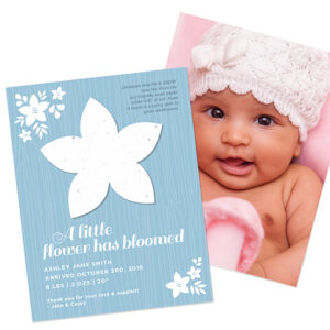 With these Plantable Flower Photo Birth Announcements you can share your most fridge worthy picture of your little one as well as a seed paper gift that grows.