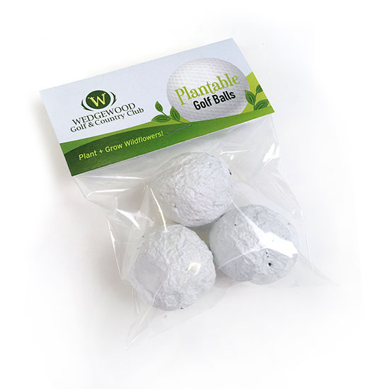 Plantable Golf Balls" Seed Bombs Cellopack 3"""