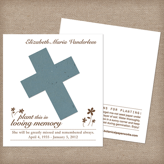 Cross seed memorial cards