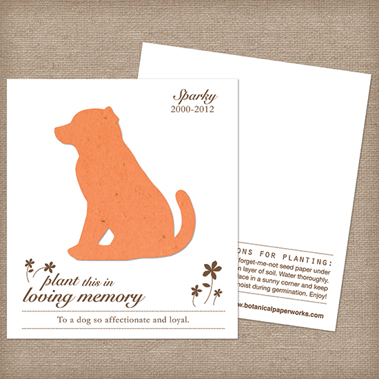Plantable seed dog memorial cards