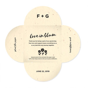 Give a blooming message of thanks to your friends and family with these unique Love in Bloom Plantable Petal Card Wedding Favors.