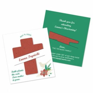 Use these seeded cross gifts as christening favors, baptism favors, or Holy Communion favors to celebrate in a beautiful and symbolic way.