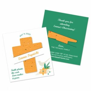 Use these seeded cross gifts as christening favors, baptism favors, or Holy Communion favors to celebrate in a beautiful and symbolic way.