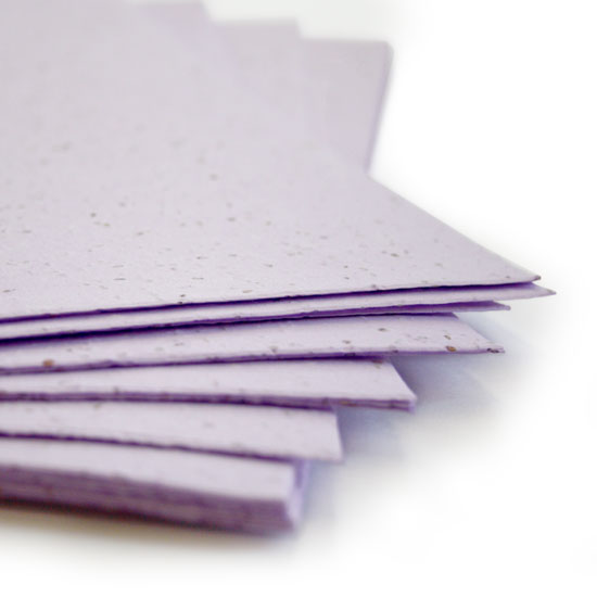 This eco-friendly 11 x 17 Pastel Lavender Plantable Seed Paper is embedded with wildflower seeds.