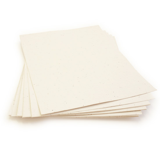 This eco-friendly 8.5 x 11 Cream Plantable Seed Paper is embedded with wildflower seeds.