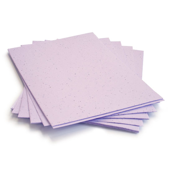 This eco-friendly 8.5 x 11 Pastel Lavender Plantable Seed Paper is embedded with wildflower seeds.