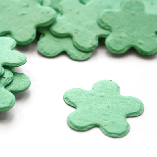 When thrown outside, this biodegradable confetti in aqua will grow into wildflowers.