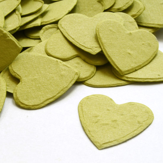 This heart shaped biodegradable confetti in olive green is eco-friendly and fun!