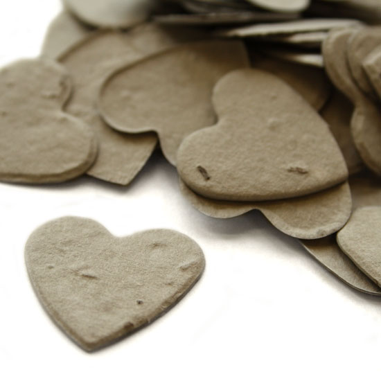 Heart shaped biodegradable confetti in stone grey makes a great addition to any table decoration.