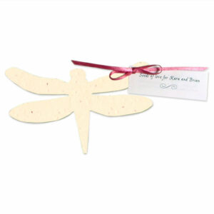 These eco-friendly Dragonfly Plantable Favors are made with seeded paper.