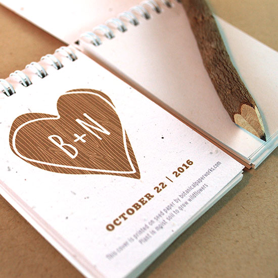 These Rustic Tree Coil Bound Notepad Plantable Wedding Favors are incredibly eco-friendly.