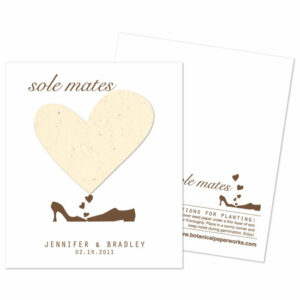 These eco-friendly Sole Mates Pastel Plantable Wedding Favors are embedded with wildflower seeds.