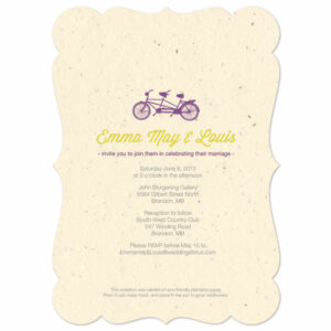 These Plantable Tandem Bicycle Wedding Invitations will grow a beautiful bouquet of wildflowers when planted.