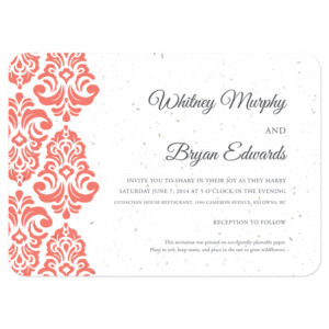 These Classic Damask Plantable Wedding Invitations will grow flowers when planted.